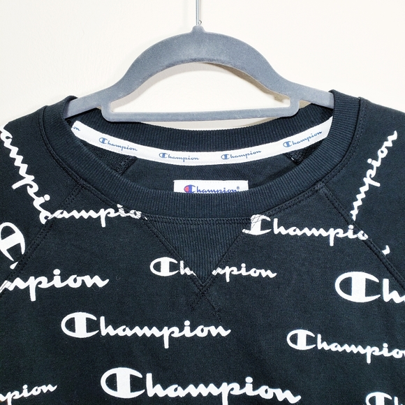 Champion Black French Terry Crew Neck Sweatshirt - Picture 5 of 8